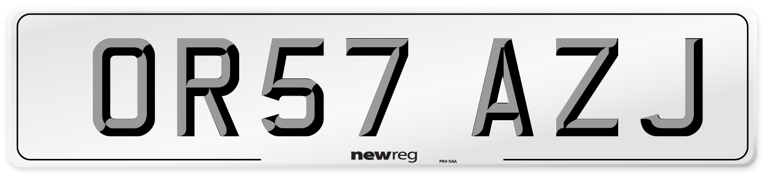 OR57 AZJ Number Plate from New Reg